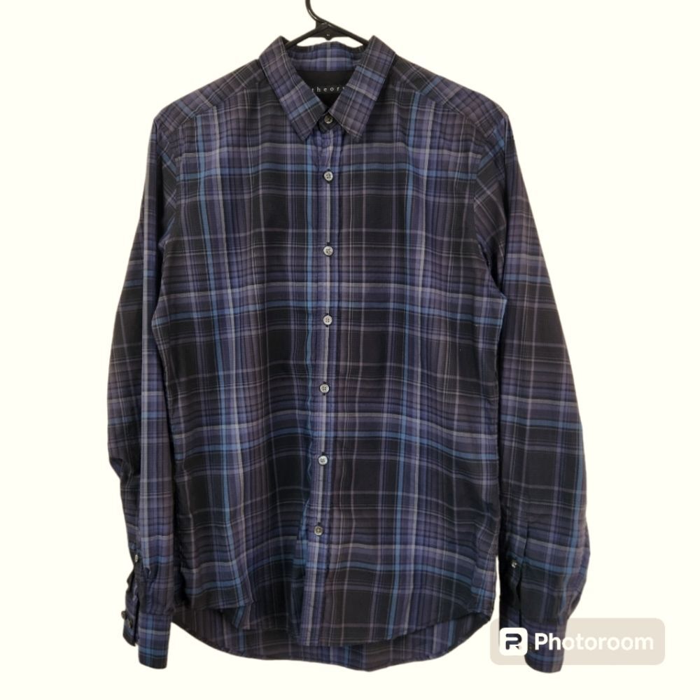 Theory Zach PS Aviston Long Sleeve Plaid Button Down Shirt Small